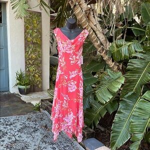 Robbie B asymmetric bias cut floral dress